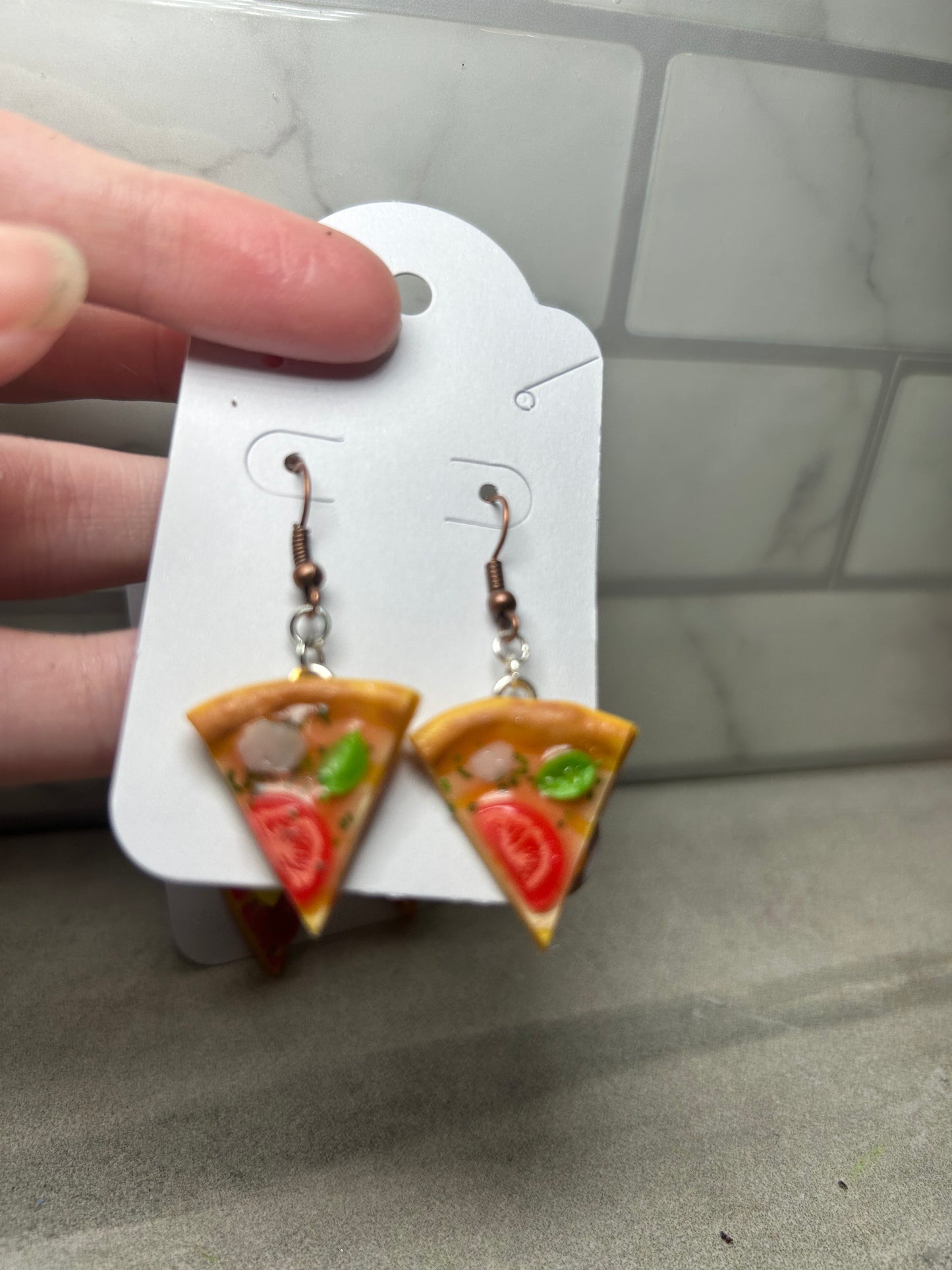 Mini pizza slice Earrings margerita