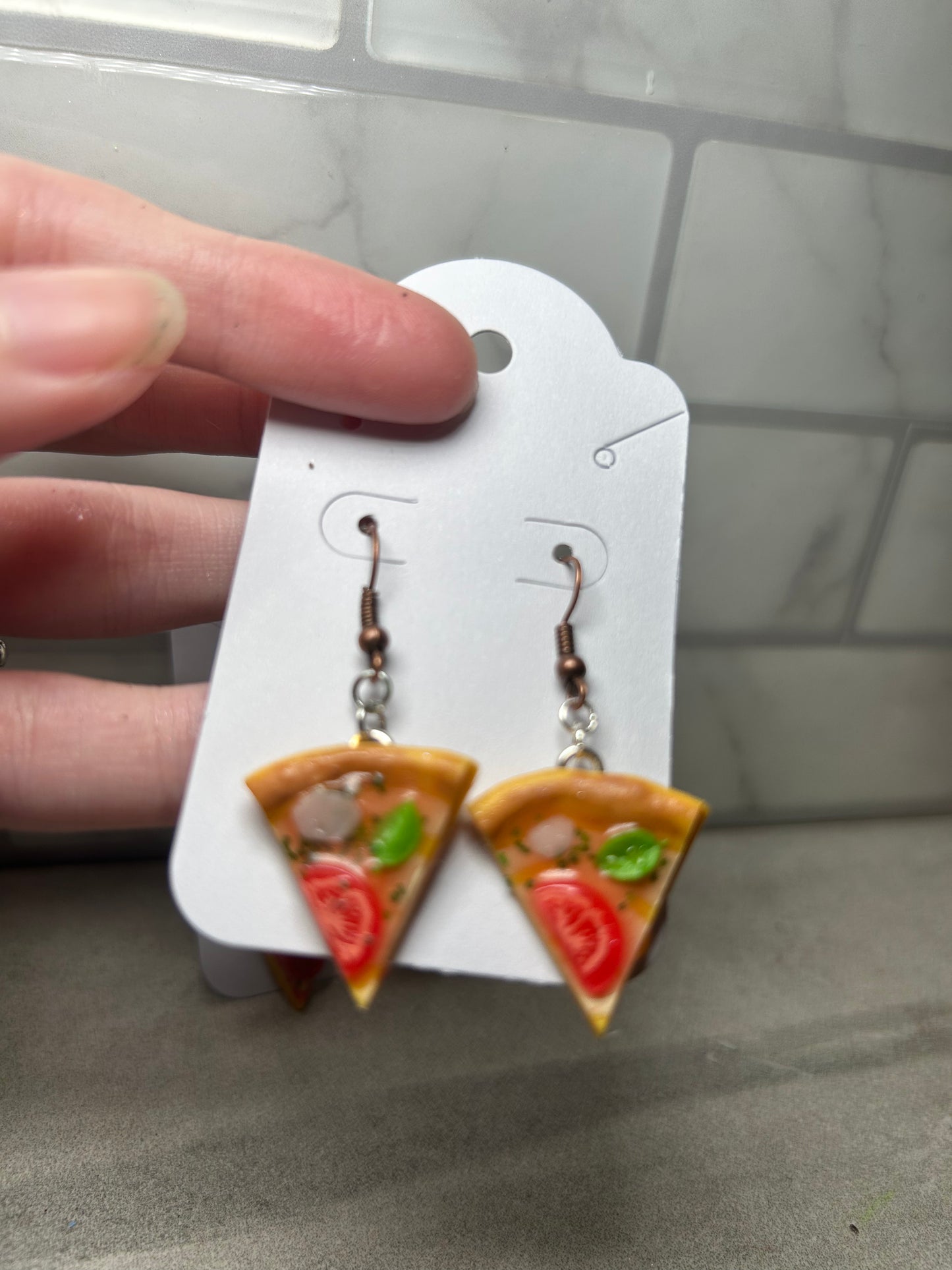 Mini pizza slice Earrings margerita
