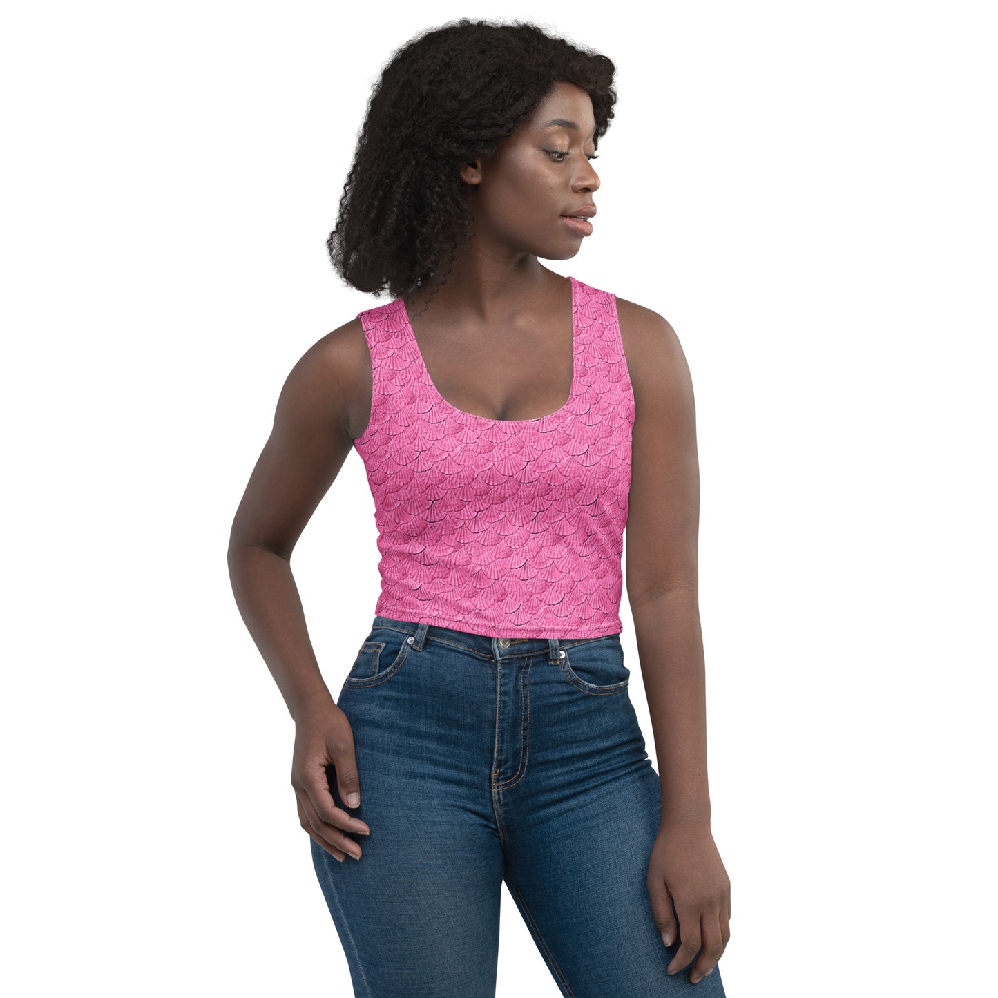 Pink mermaid scales Crop Top