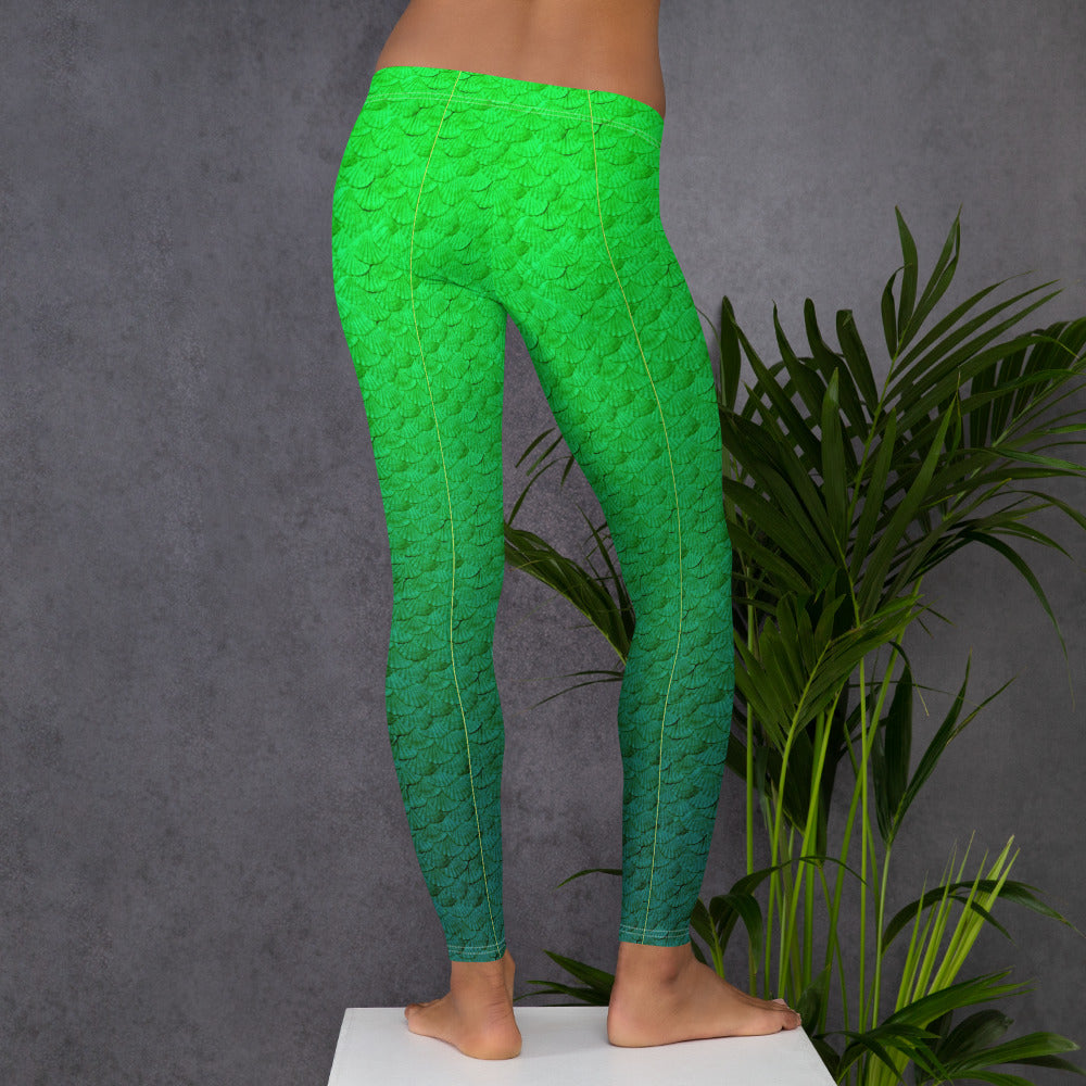 Green mermaid scale Leggings