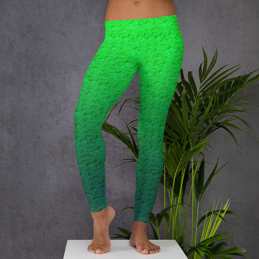 Green mermaid scale Leggings