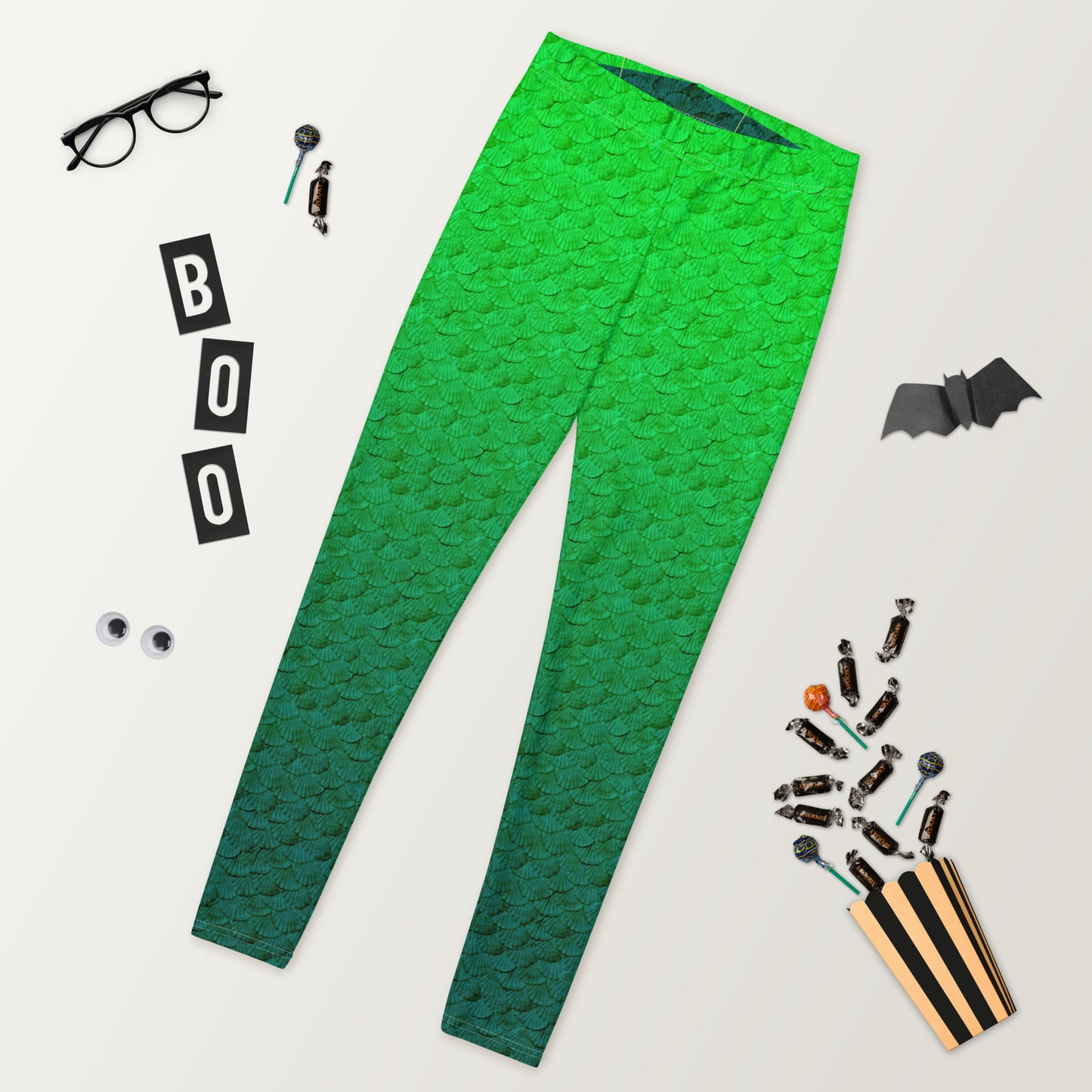 Green mermaid scale Leggings