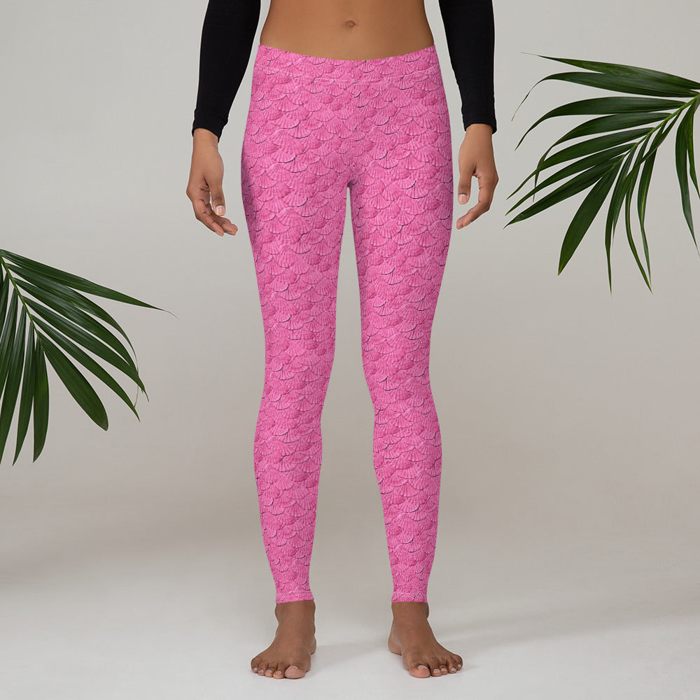 Pink mermaid scales Leggings