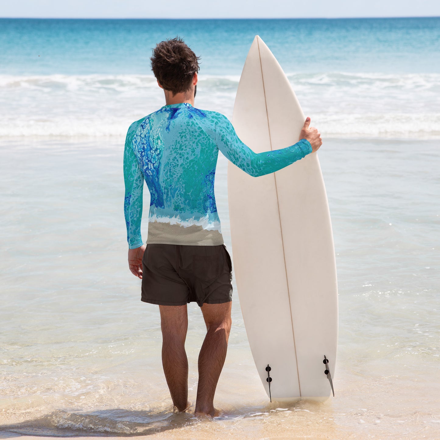 Men's ocean print Rash Guard