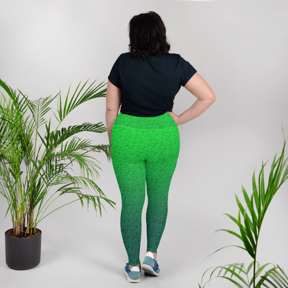 Green mermaid scales Plus Size Leggings