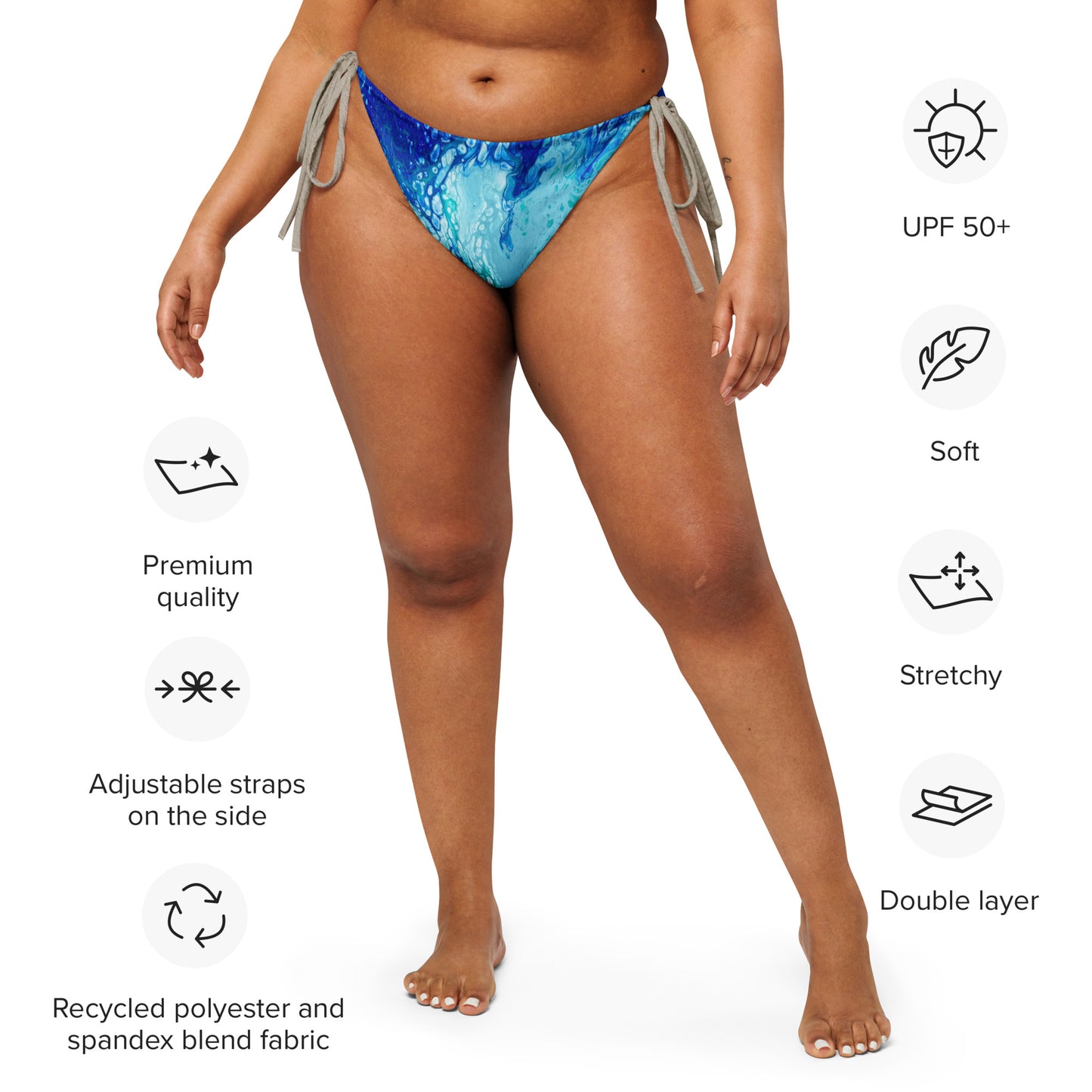 Ocean Acrylic All-over print recycled string bikini bottom