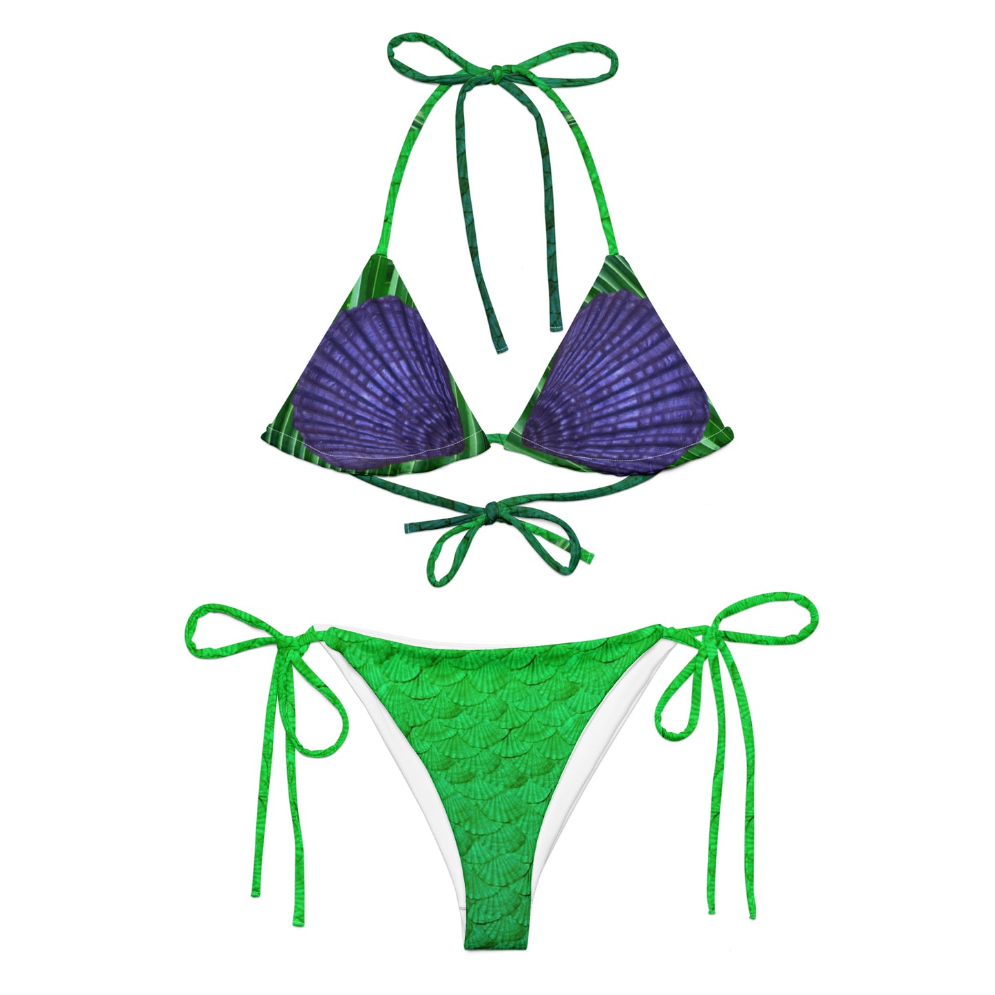 Mermaid scales and shells recycled string bikini