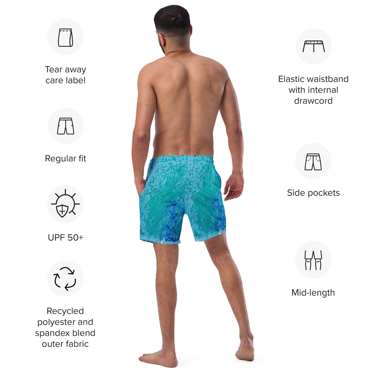 Ocean print swim trunks