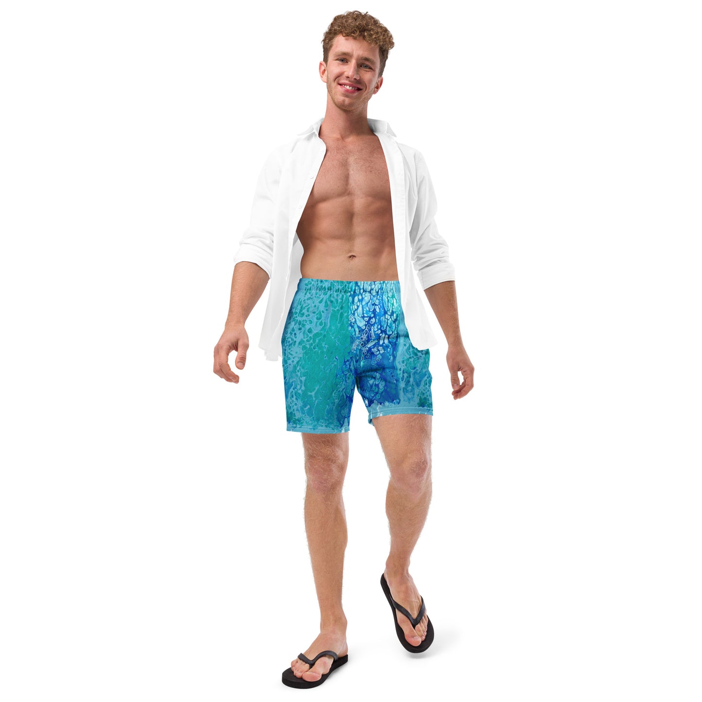 Ocean print swim trunks