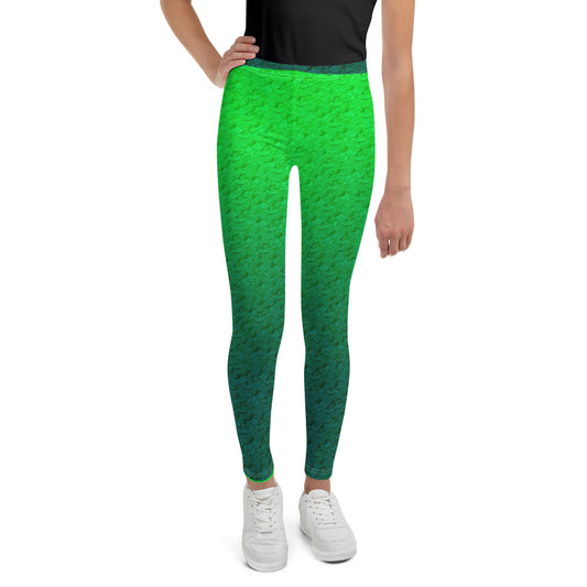 Green mermaid scale Youth Leggings