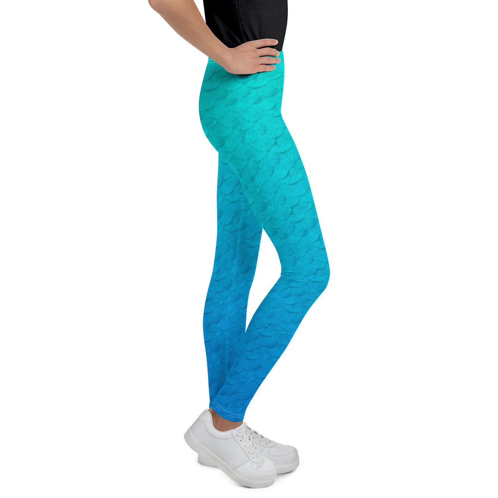 Mermaid scales blue Youth Leggings