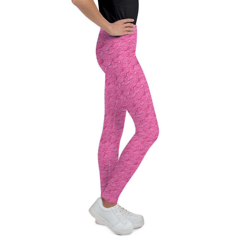 Pink mermaid scales Youth Leggings