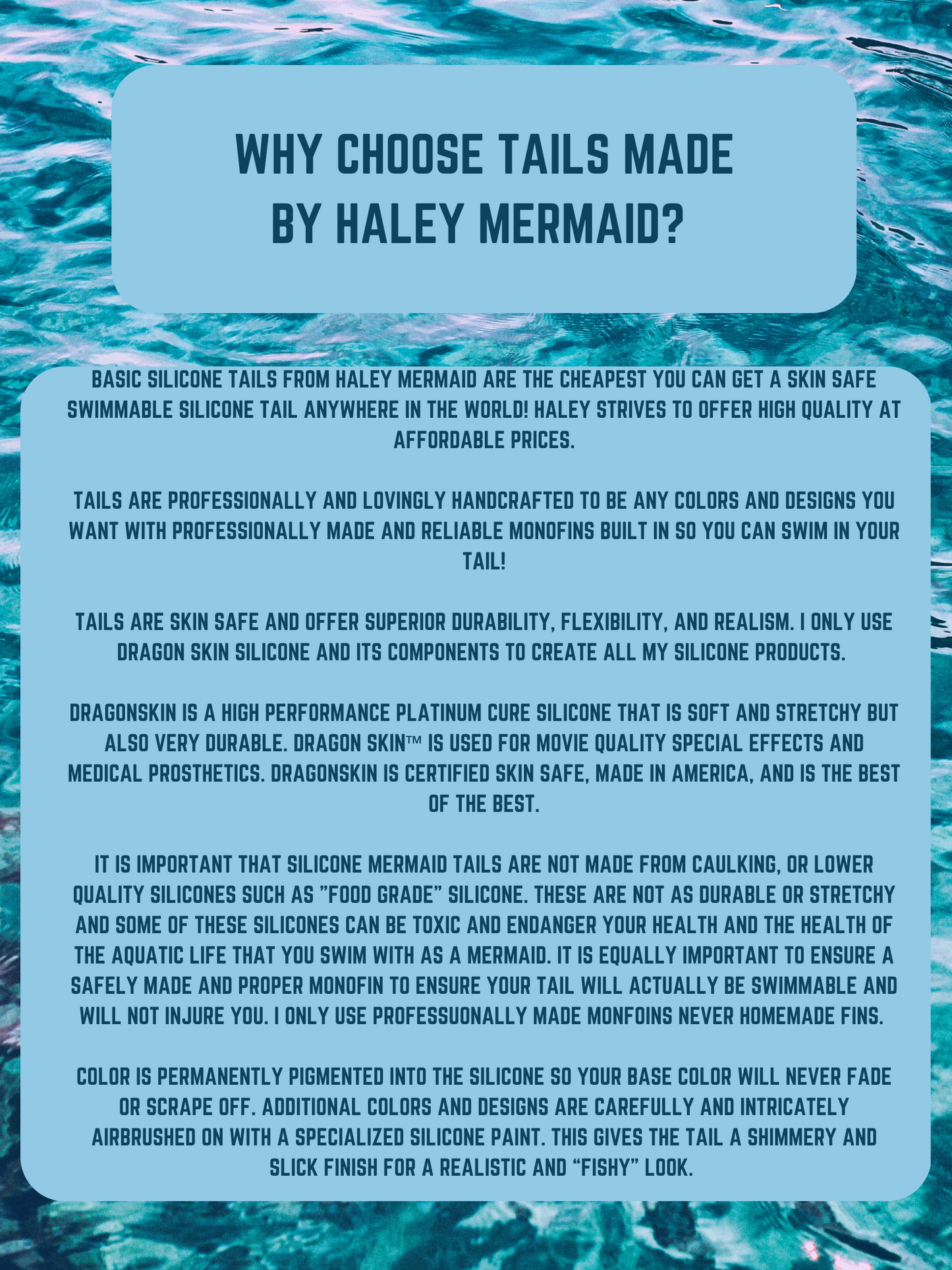 Custom Color changing Basic Silicone Mermaid Tail - made to order