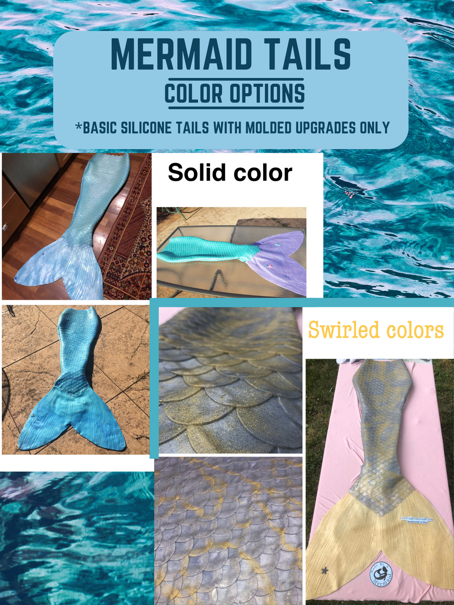 Custom Color changing Basic Silicone Mermaid Tail - made to order