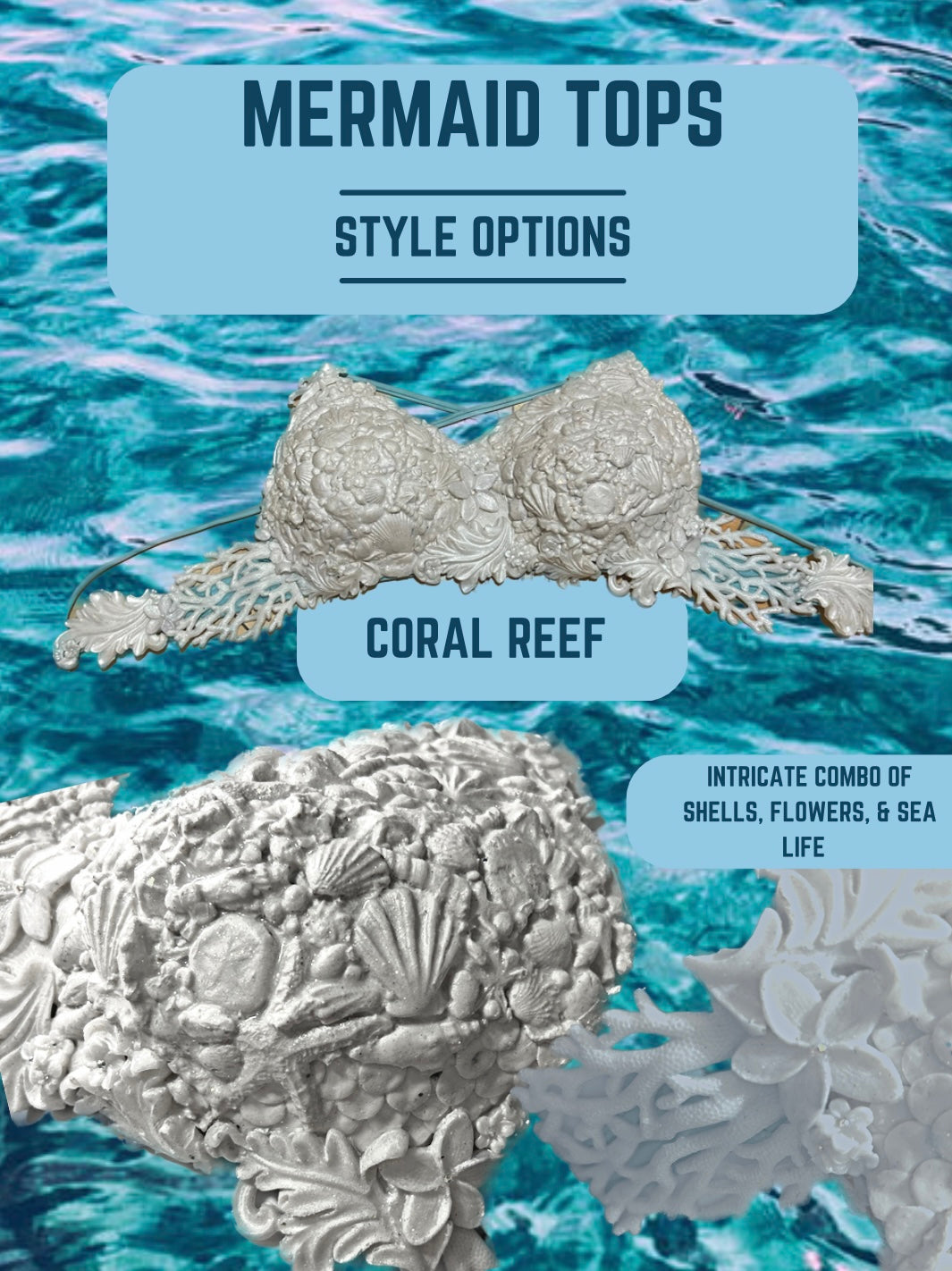 Silicone mermaid top “coral reef”