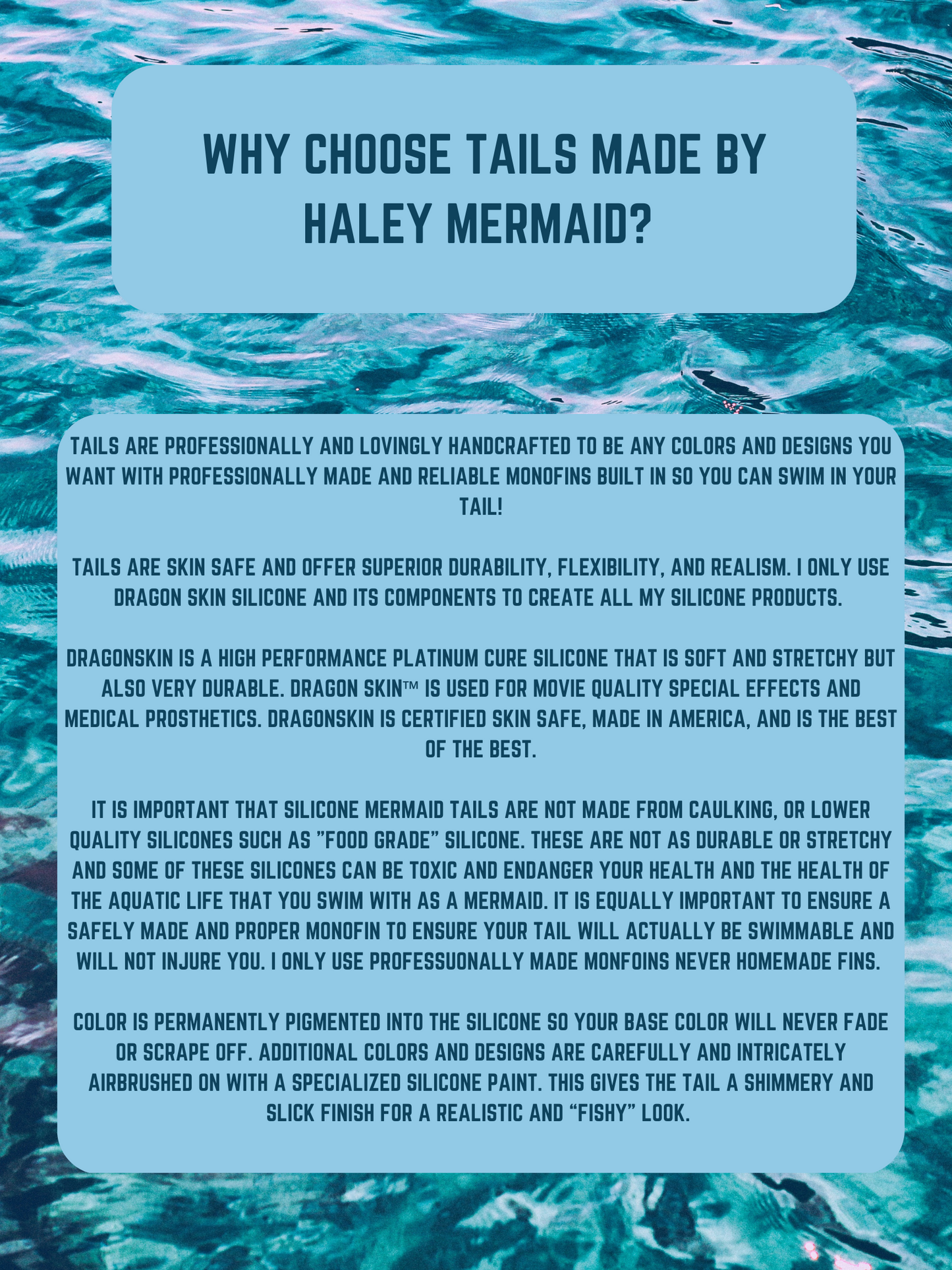 Custom Individually Scaled Silicone Mermaid Tail - made to order