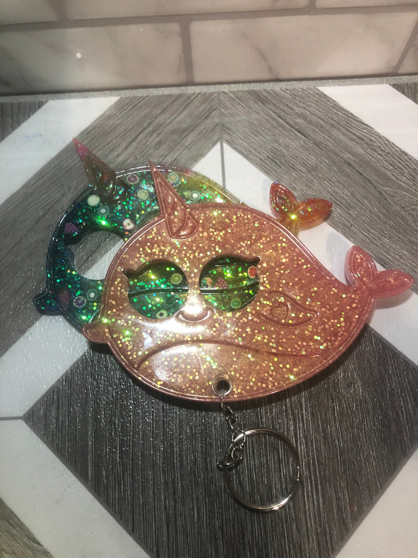 Resin Narwhal Keychain - sale