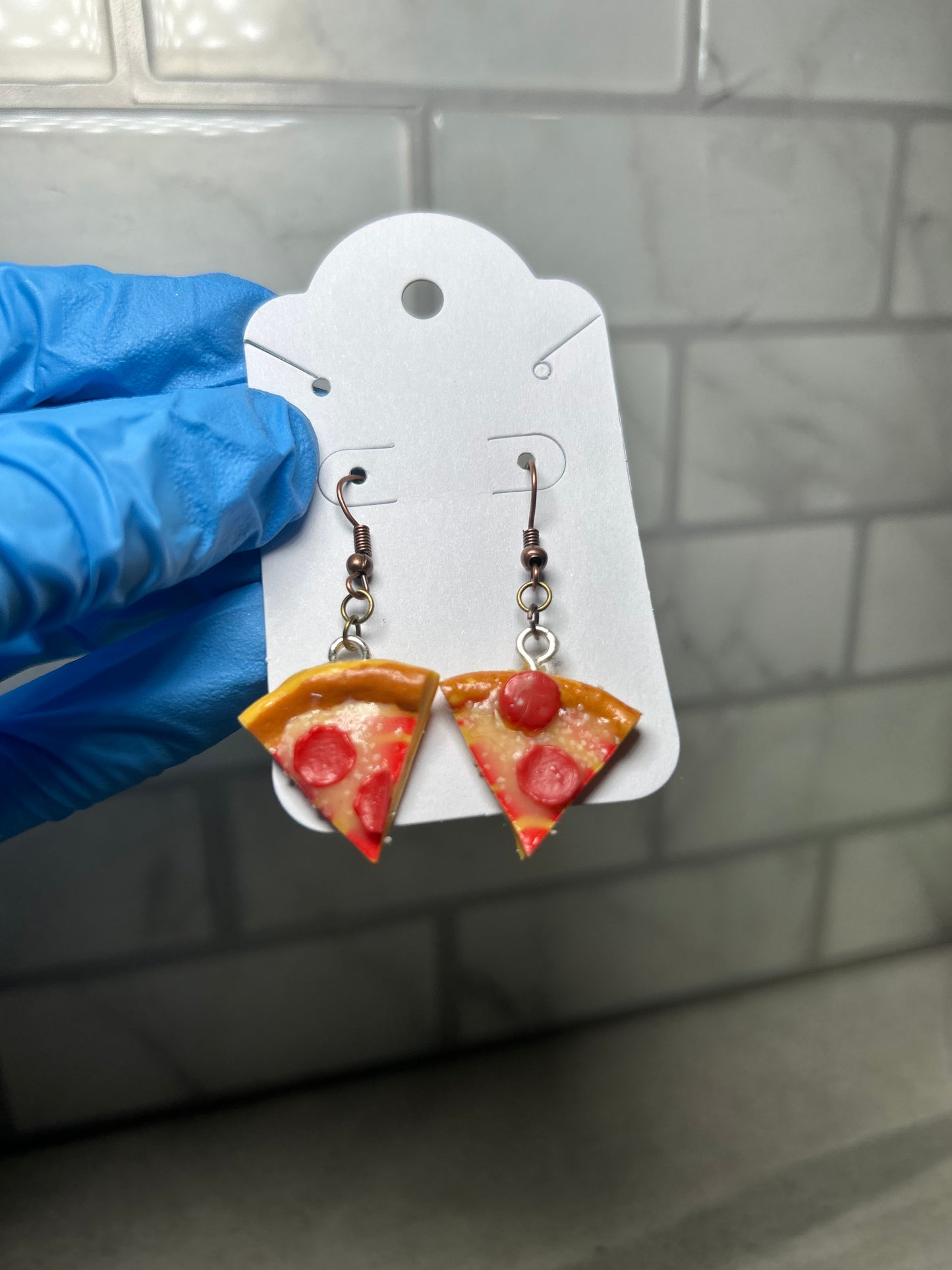 Mini pizza slice Earrings pepperoni