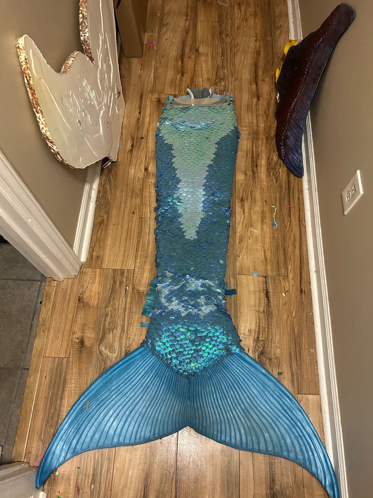 Sequins and Silicone Mermaid Tail - used - ready to ship
