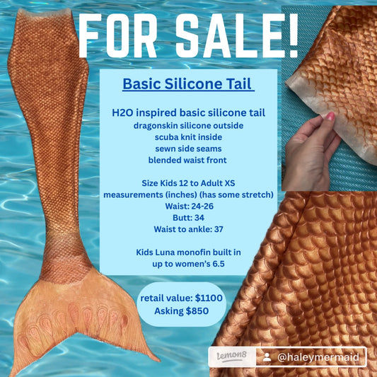 Basic Silicone Mermaid Tail - premade - ready to ship