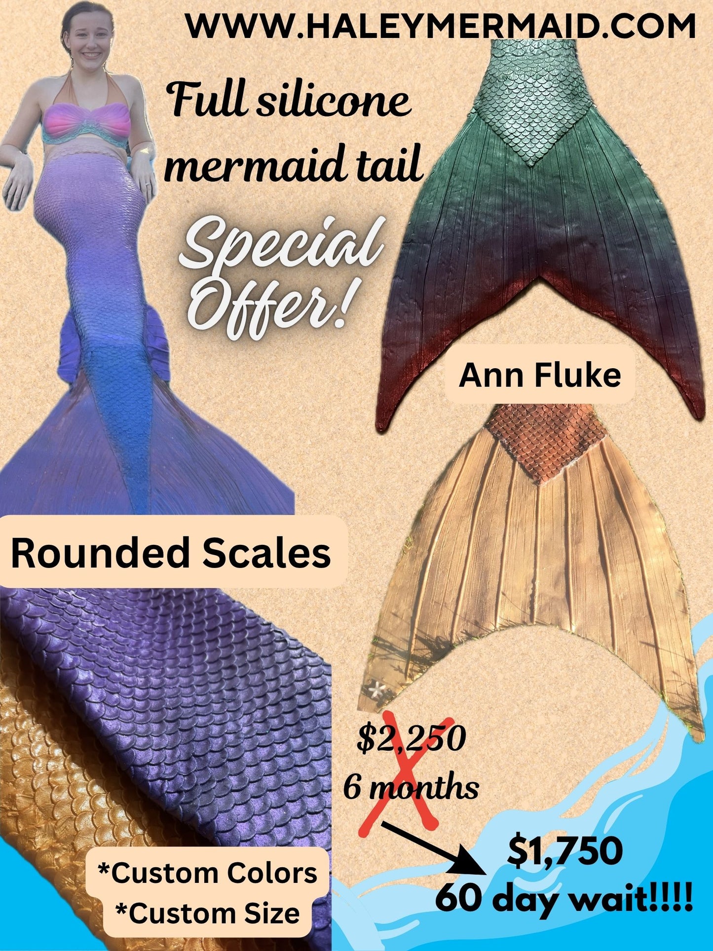 Sale - Full Silicone Mermaid Tail - Made to order
