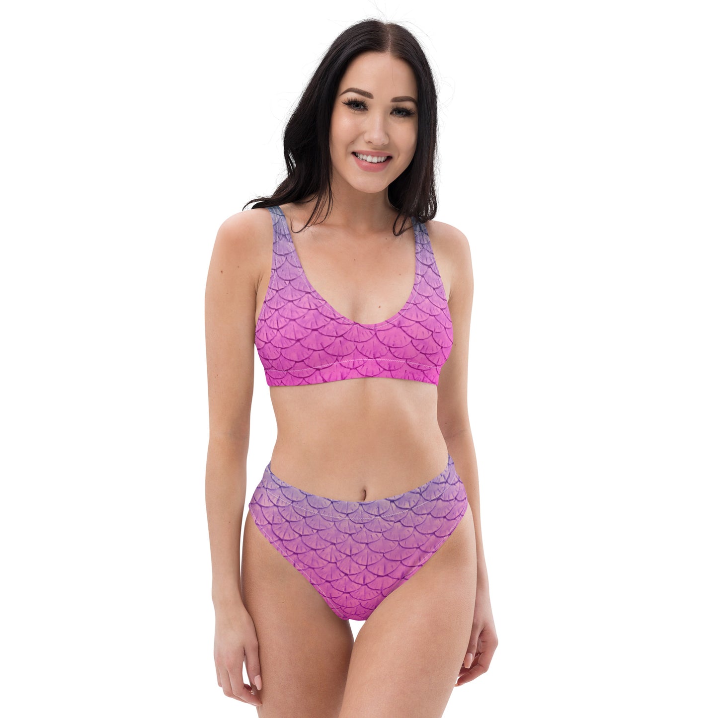 Pink and Purple Mermaid Scales Recycled high-waisted bikini