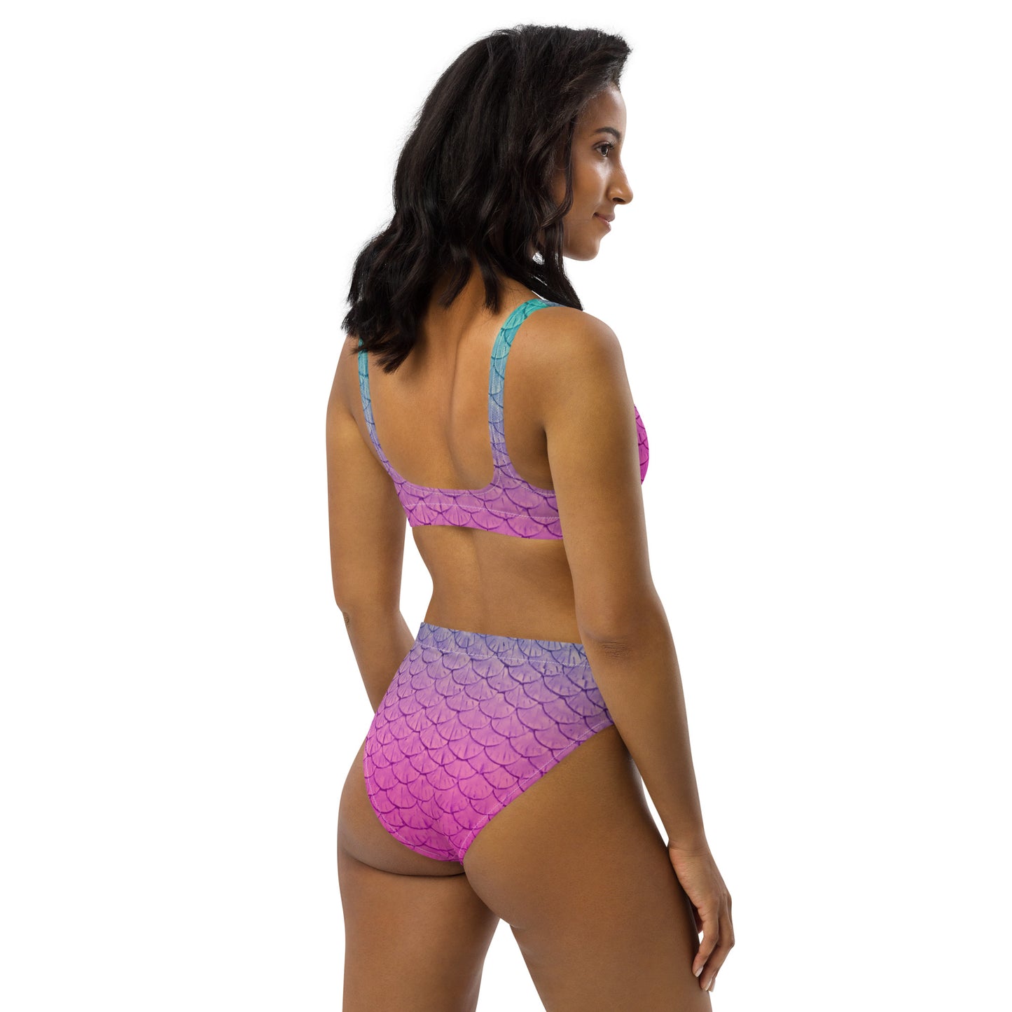 Pink and Purple Mermaid Scales Recycled high-waisted bikini