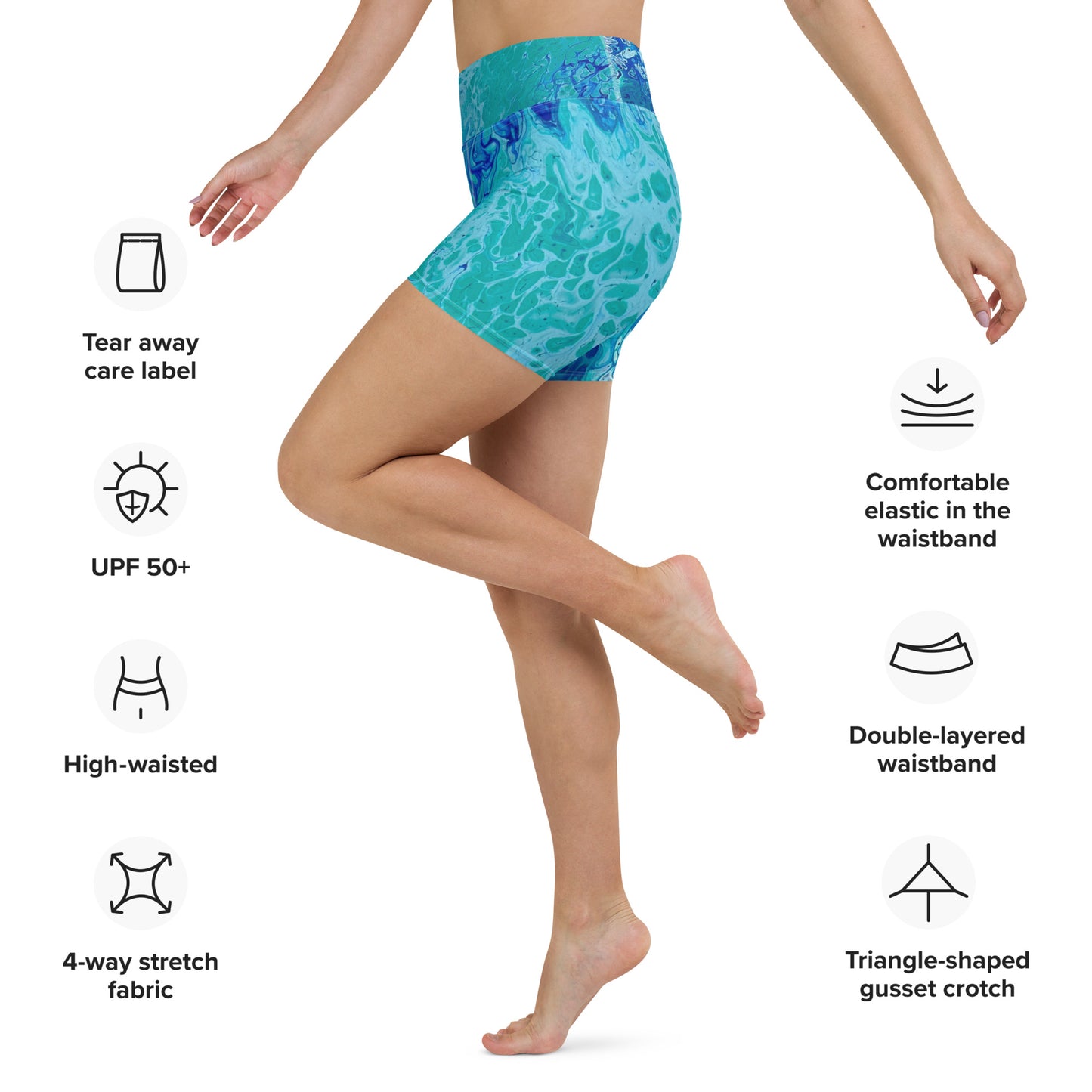 Ocean print Yoga Shorts