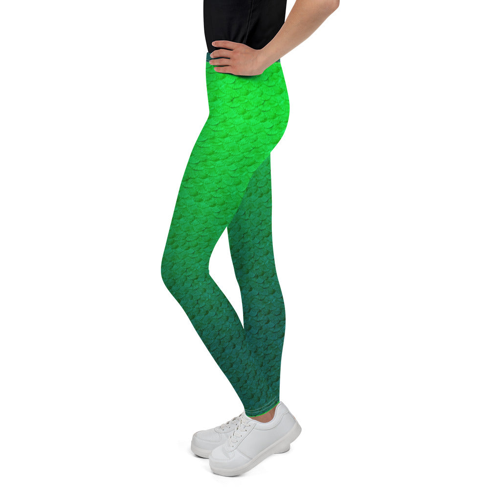Green mermaid scale Youth Leggings