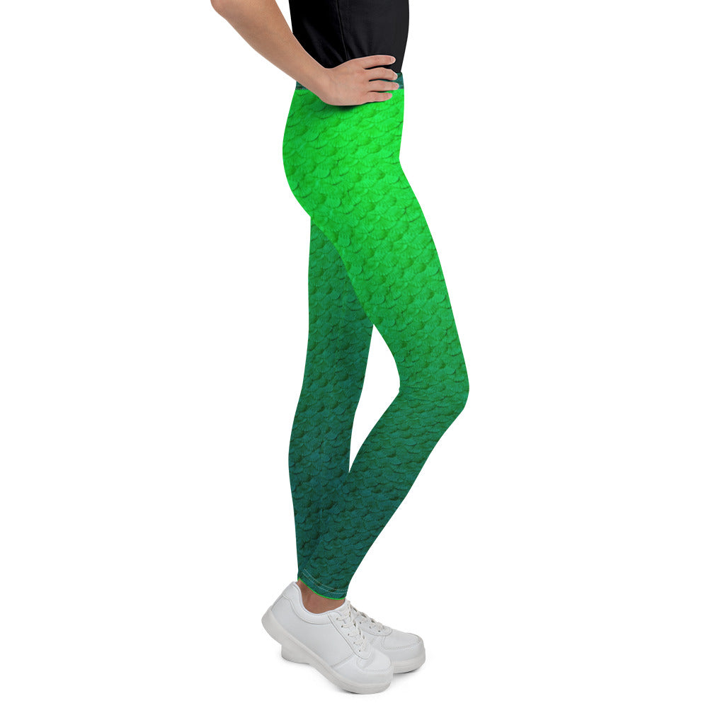 Green mermaid scale Youth Leggings