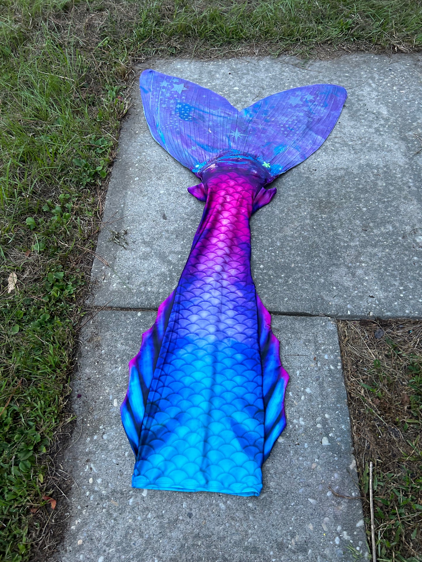 Galaxy glow in the dark Mermaid Tail hybrid tail - barely used personal tail- ready to ship!