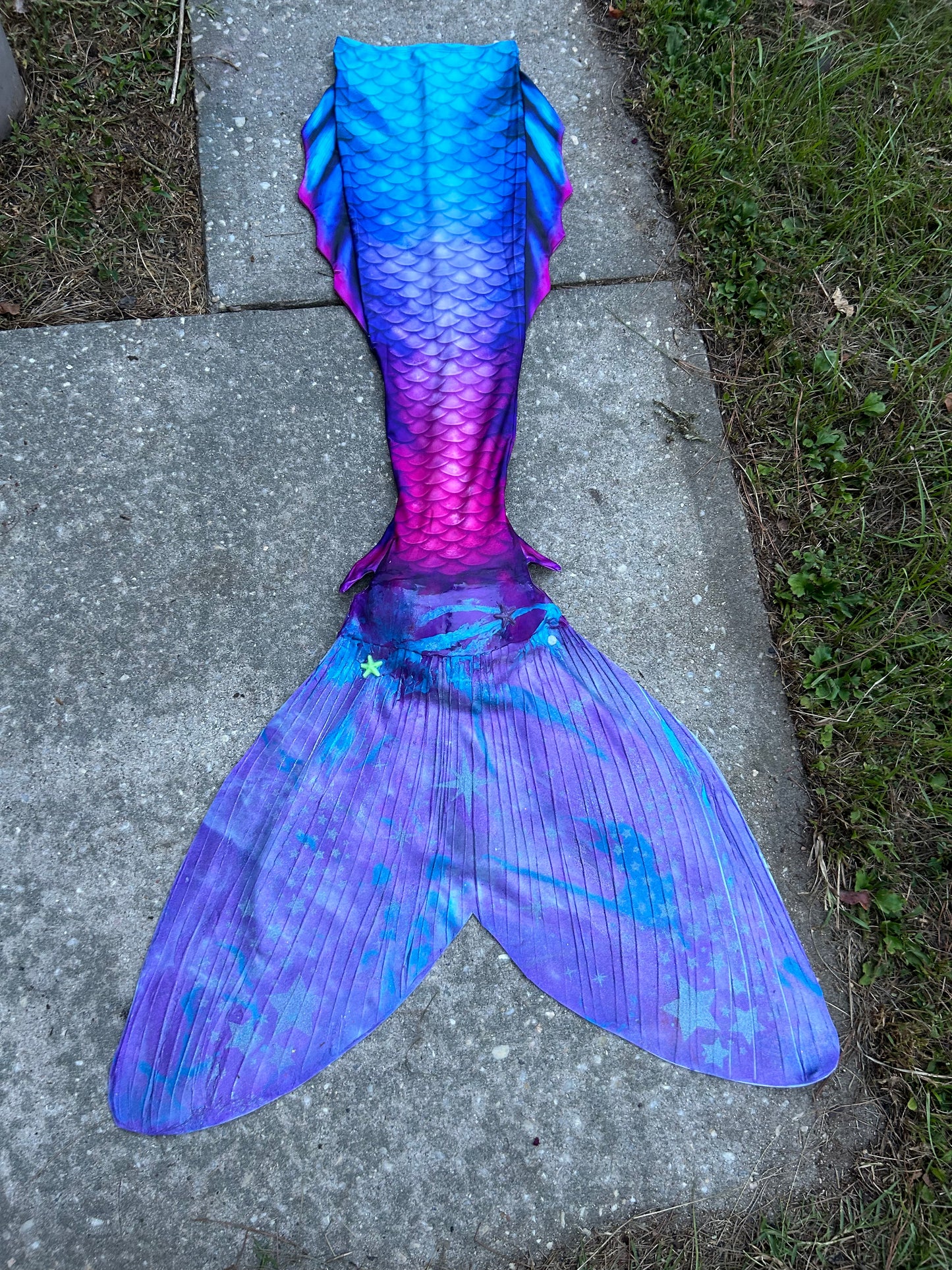 Galaxy glow in the dark Mermaid Tail hybrid tail - barely used personal tail- ready to ship!