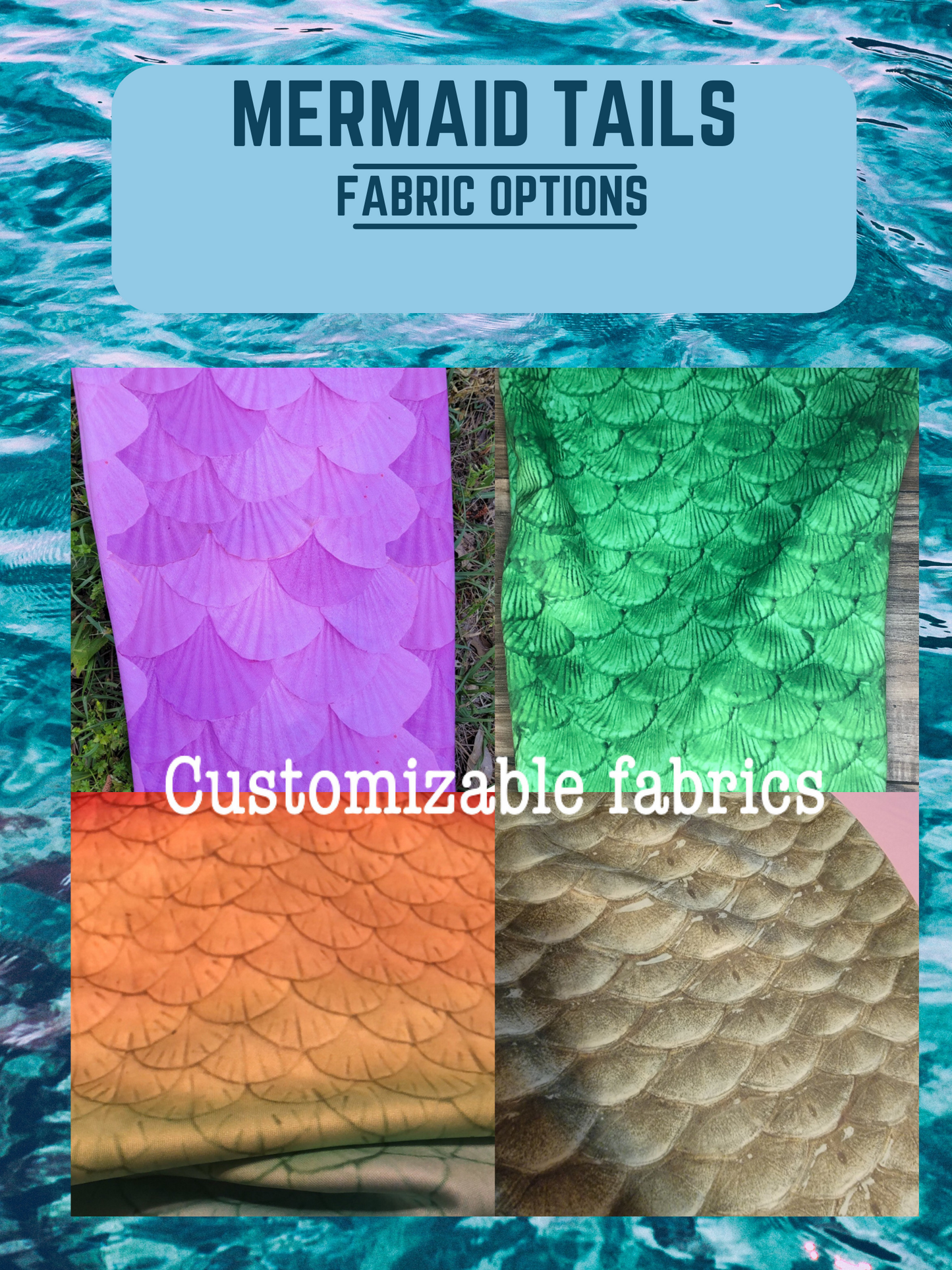 Fabric Mermaid Tail - Kids -Custom Made